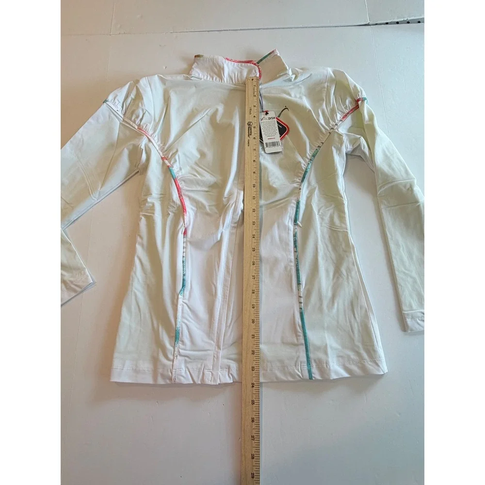SwingDish Womens Golf Set Sleeveless Polo Top and Full Zip Jacket White Floral S